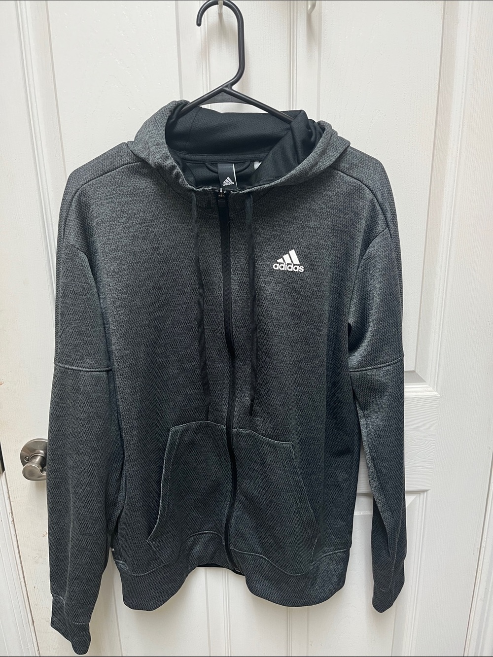 adidas Men’s Charcoal Zip-Up Hooded Sweater